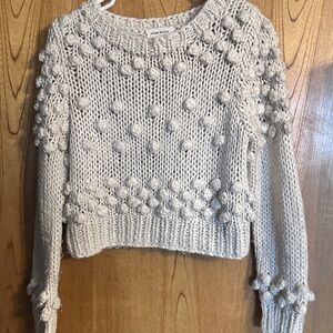 Miss Pong Women's Cream Pom-Pom Sweater